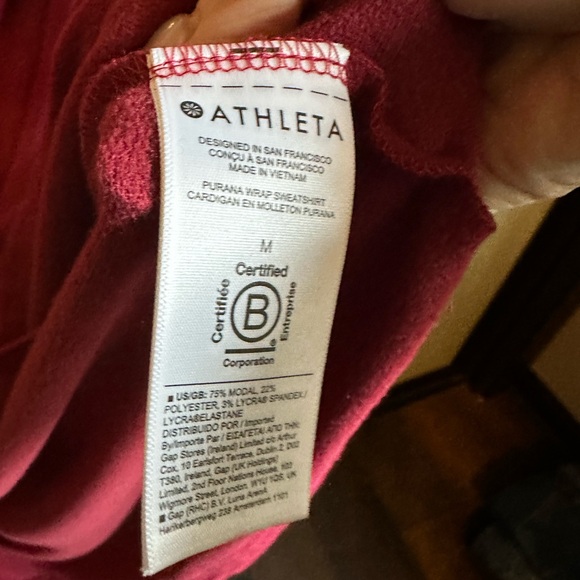 Athleta Purana wrap hooded sweatshirt, deep red size M. - Picture 3 of 4